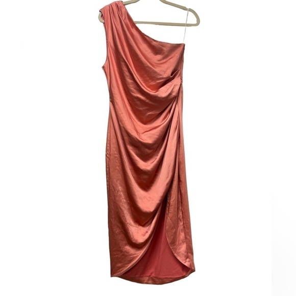 ELLIATT Cassini dress one shoulder asymmetrical in coral - Picture 3 of 10